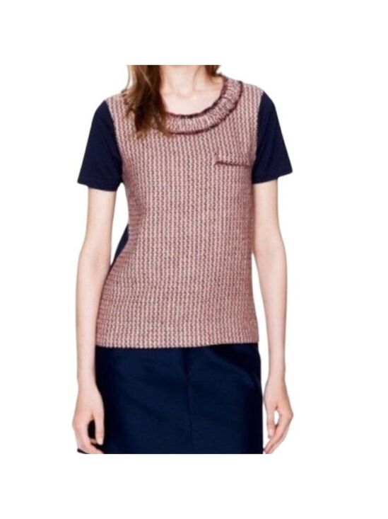 J. Crew Tops - J.Crew Silk Blend Tweed Front Tee Medium Preppy Quiet Luxury